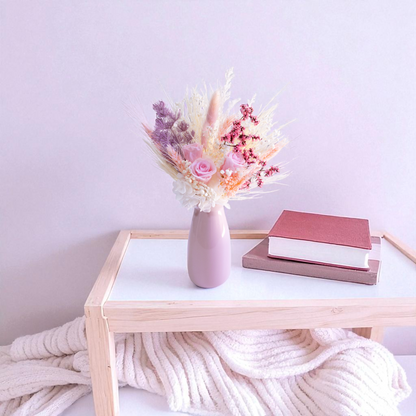 Blush & Lilac Preserved Flower Arrangement | Ceramic Vase Gift