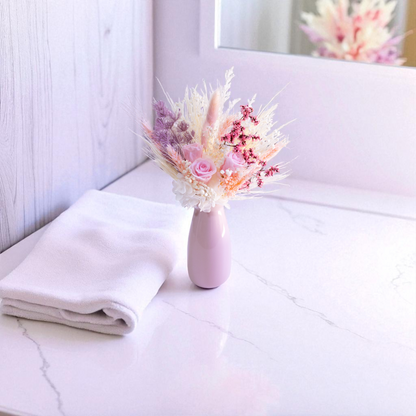 Blush & Lilac Preserved Flower Arrangement | Ceramic Vase Gift