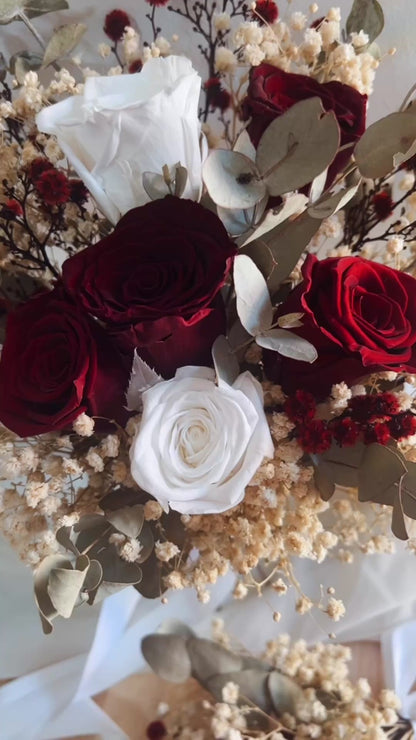 Burgundy & Ivory Rose Bridal Bouquet
